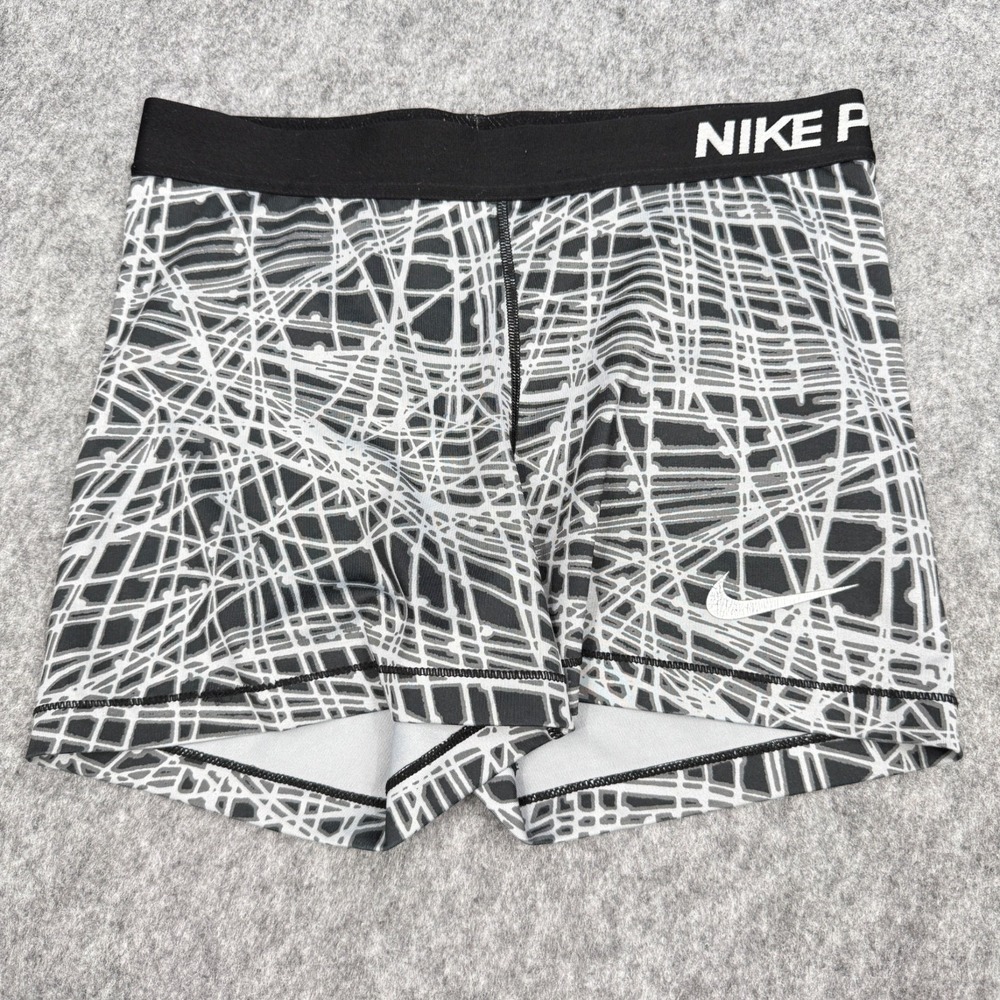 Nike Pro Womens‎ Compression Shorts Medium Gray & Black Abstract Pattern